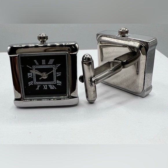 Other - Square Real Clock Cuff links With Battery Digital Mens Watch Cufflink